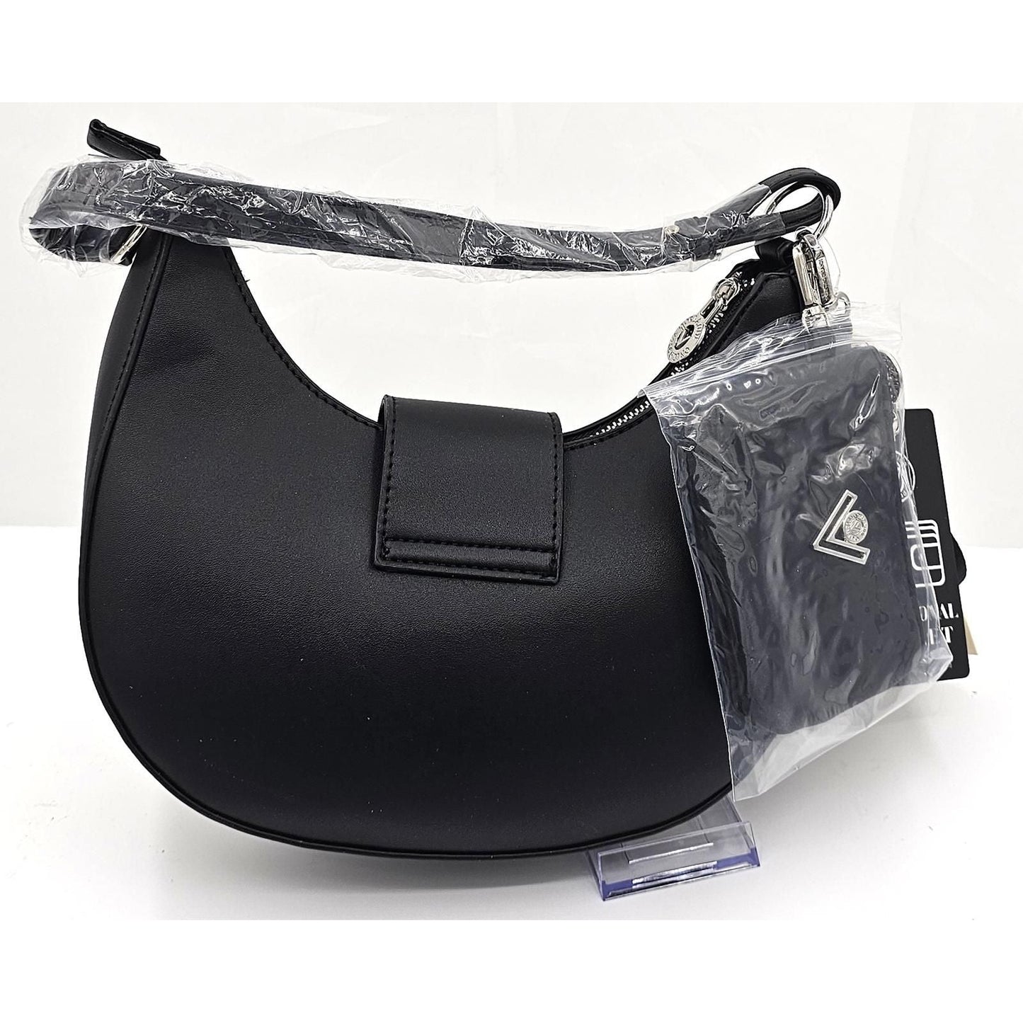 Sleek Crescent Shoulder Bag with Chic V Accent