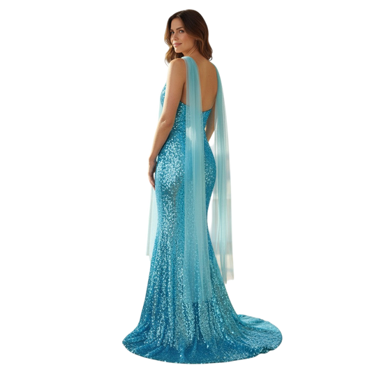 Aquamarine Dream Evening Gown: Sparkle & Shine!