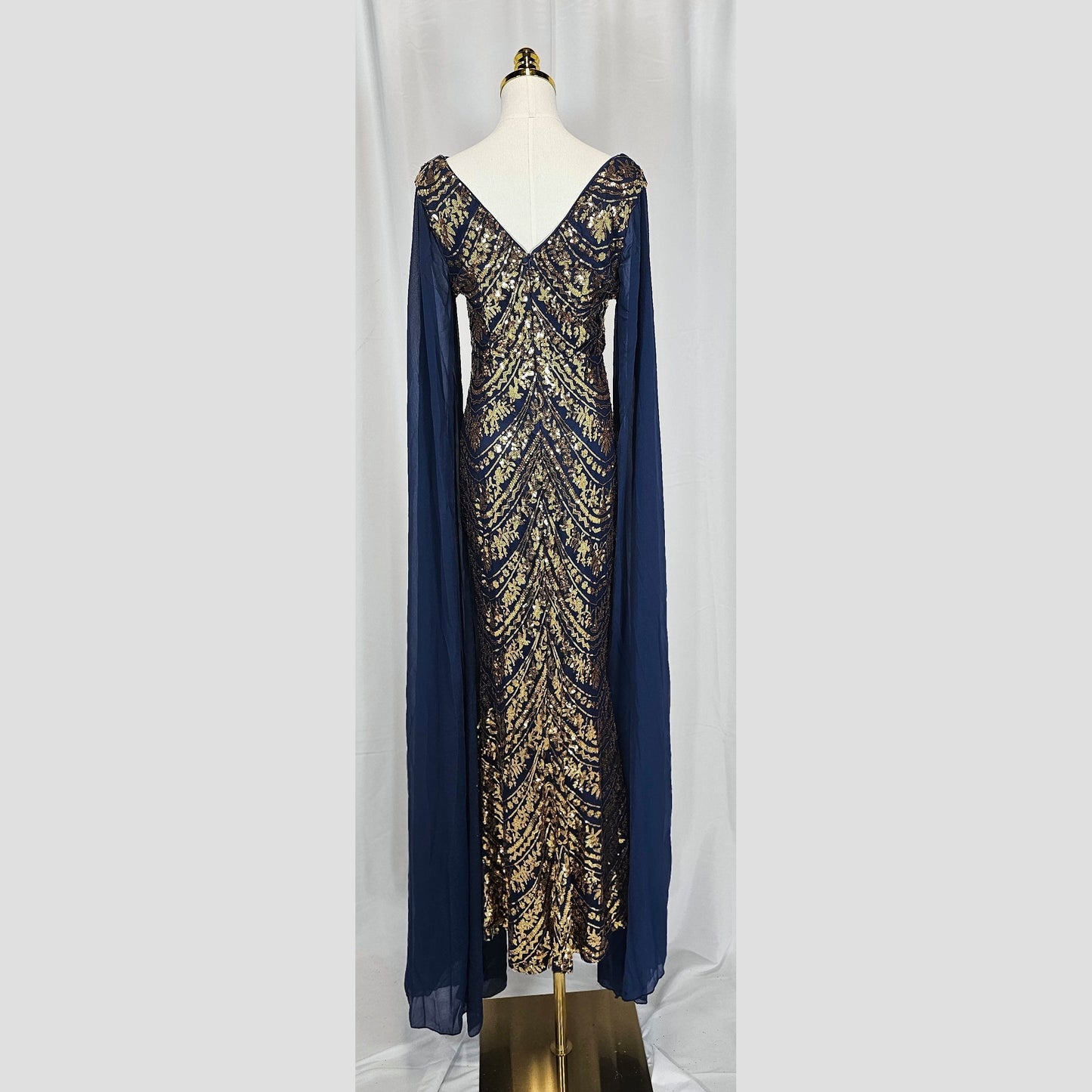 Glamorous and Gold Embroidered Long Sleeve Dress