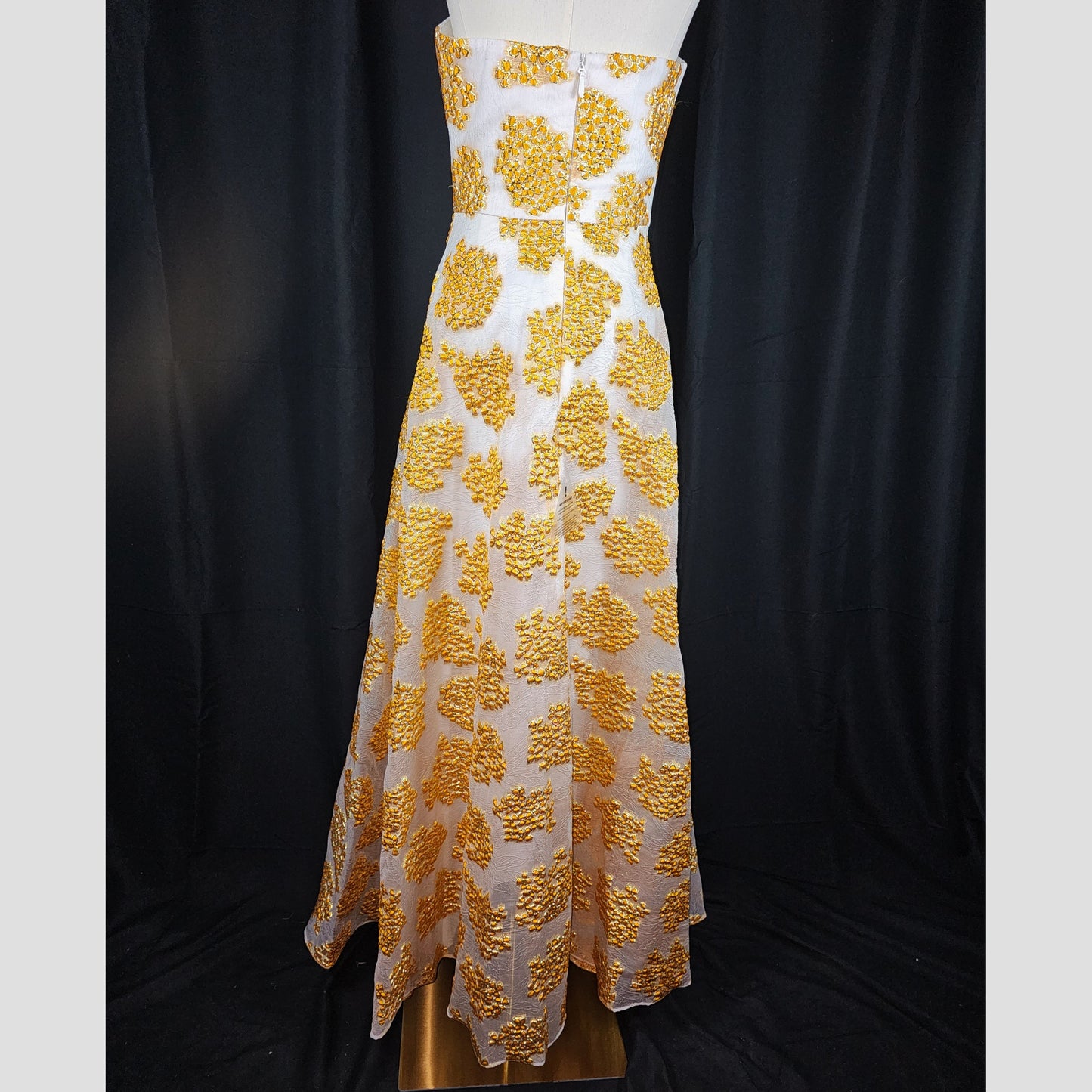 Golden Whimsy Strapless Maxi Dress: Shine Bright Tonight!