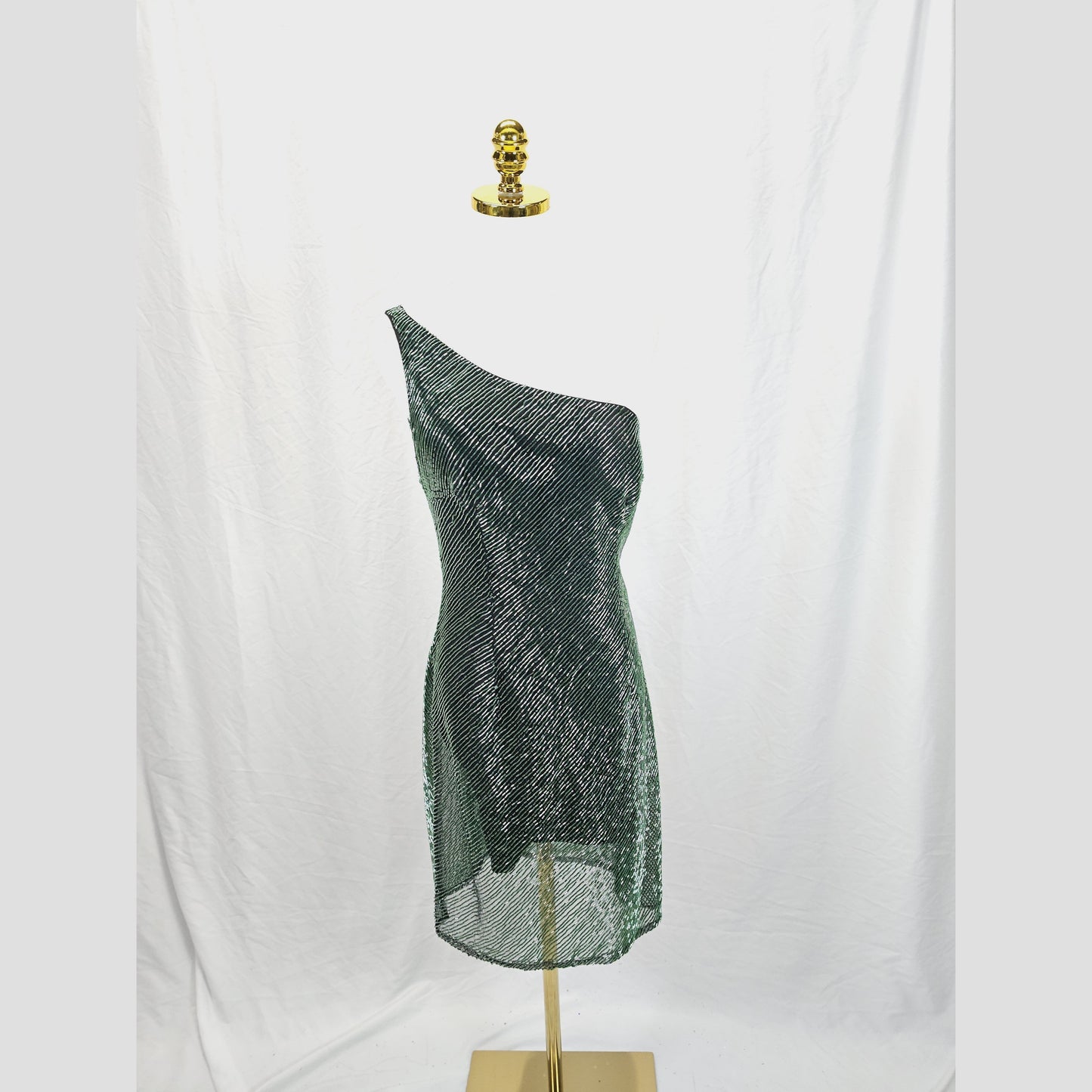 Glamorous Green One-Shoulder Sequin Mini Dress for Parties