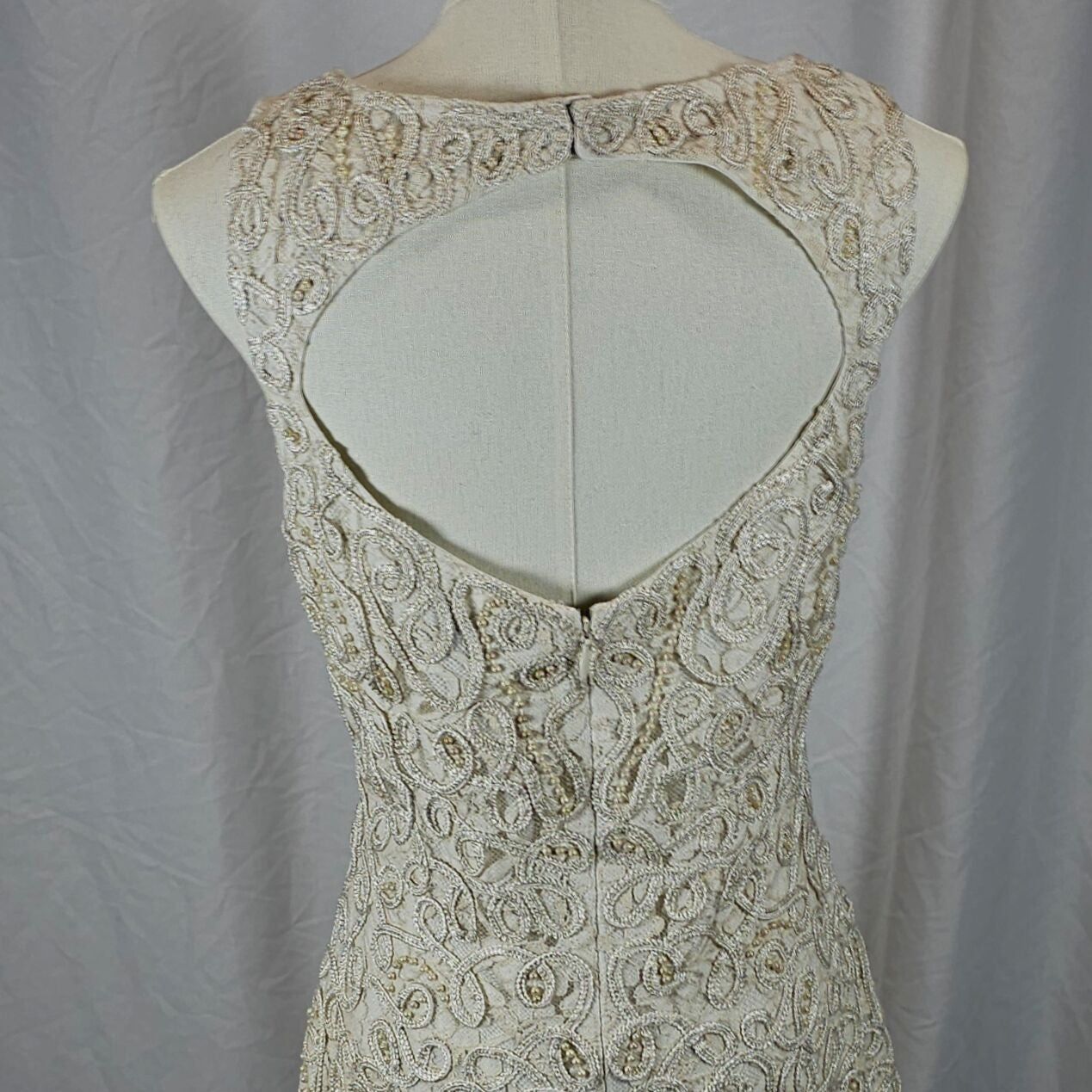 Bold Champagne Lace Dress with Mesmerizing Back Cutout