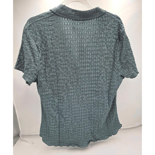 Women's Textured Button-Up Top - Charm