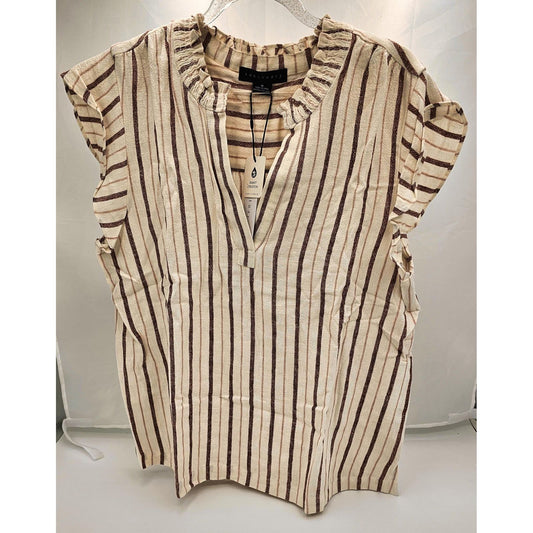 Striped Ruffle Neck Casual Top - Your New Favorite Shirt