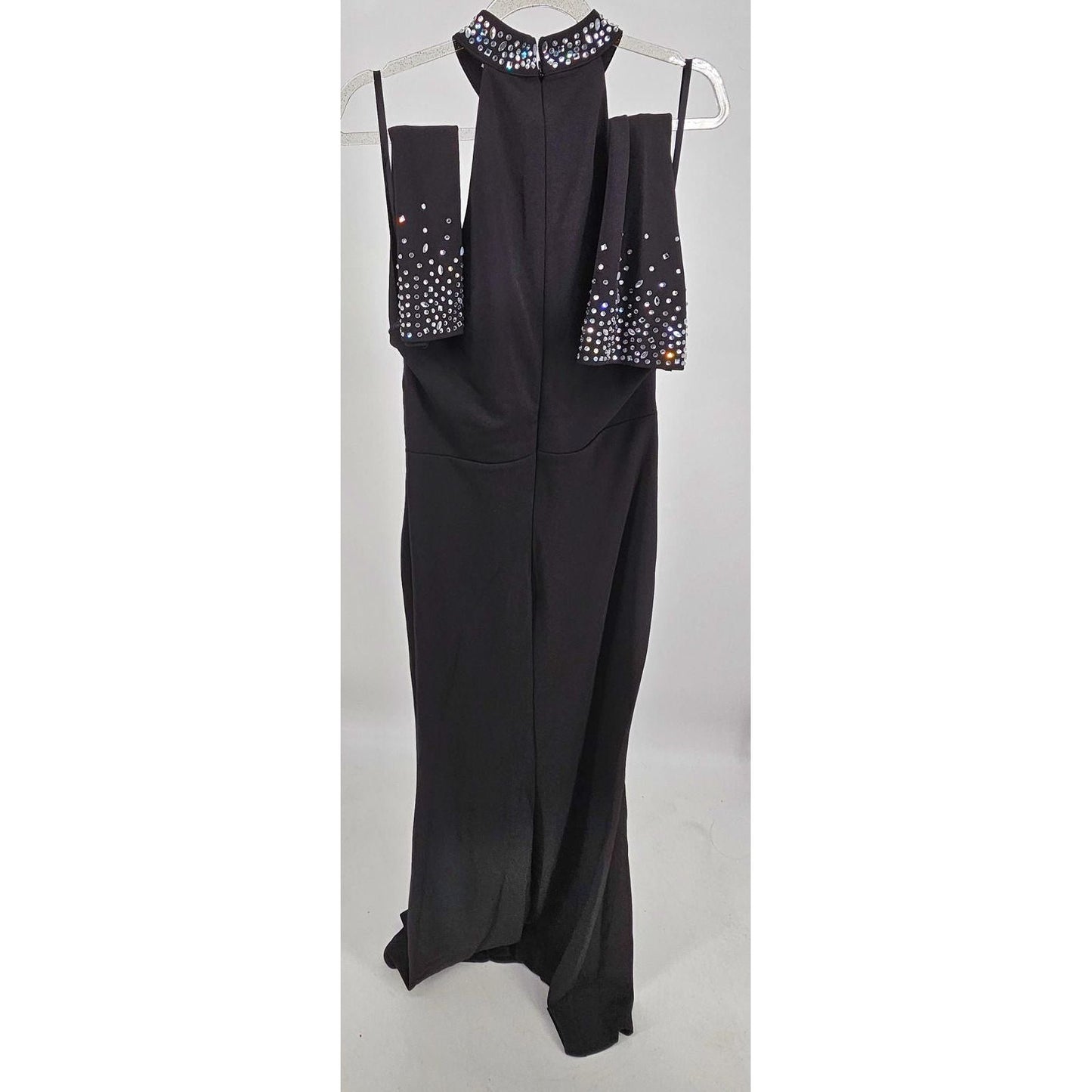 Sparkle & Slay Evening Dress with Rhinestone Collar