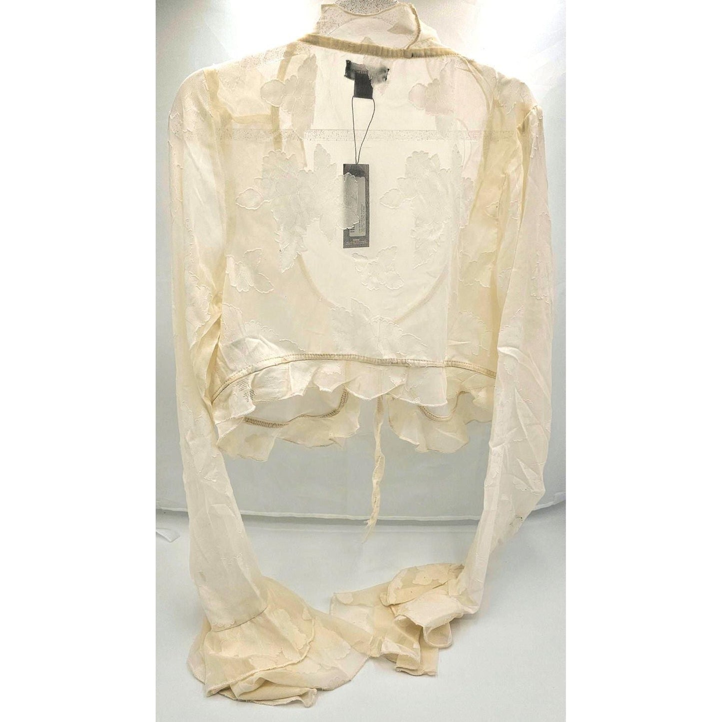 Sheer Ruffle Tie-Front Blouse