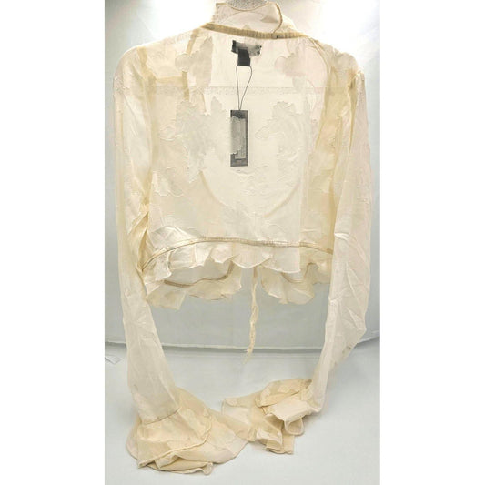 Sheer Ruffle Tie-Front Blouse