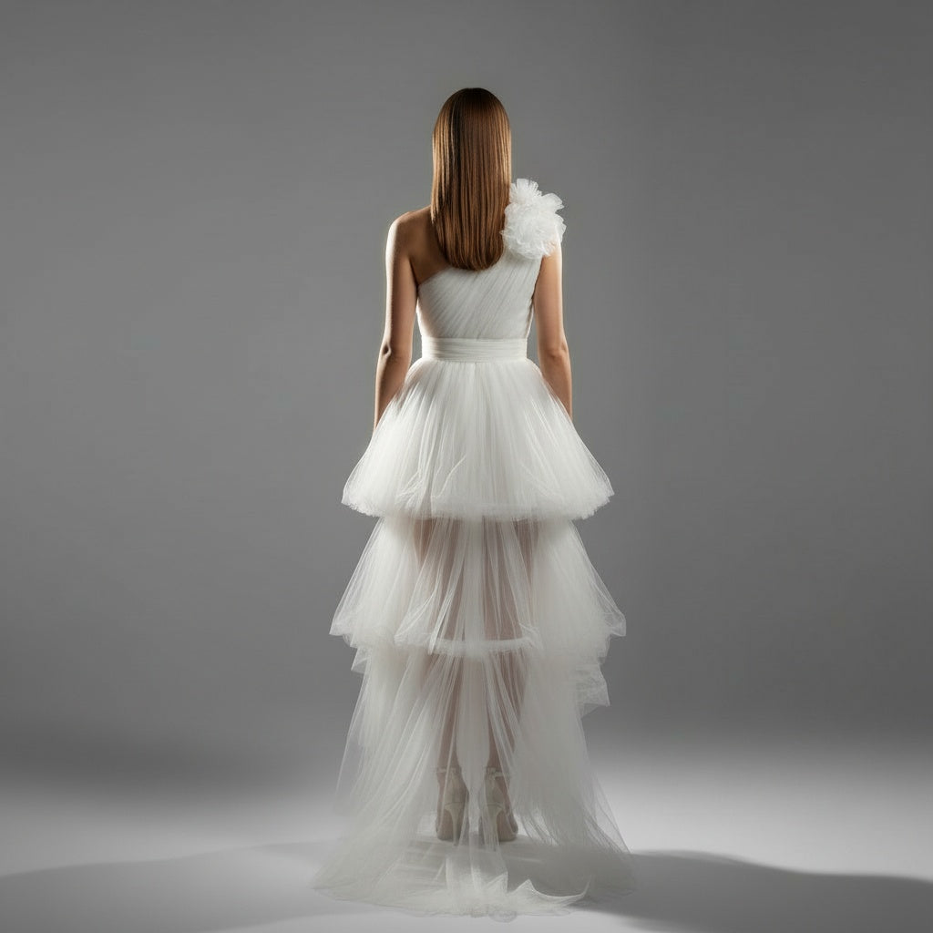 Whimsical Wonder: The One-Shoulder Tulle Dream Dress