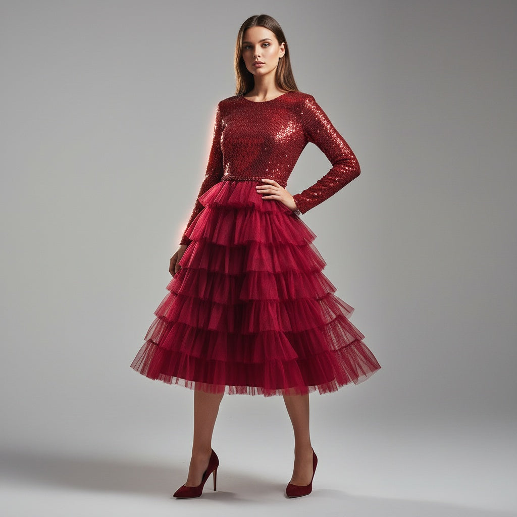 Red Fire Suspended in Tulle