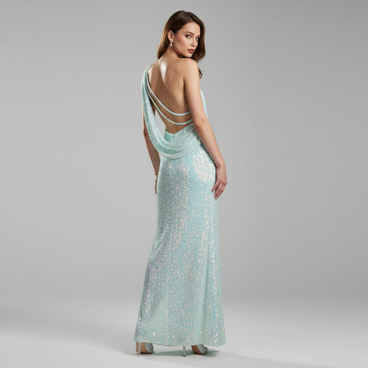 Ice Blue Sequins Like Frozen Lightning