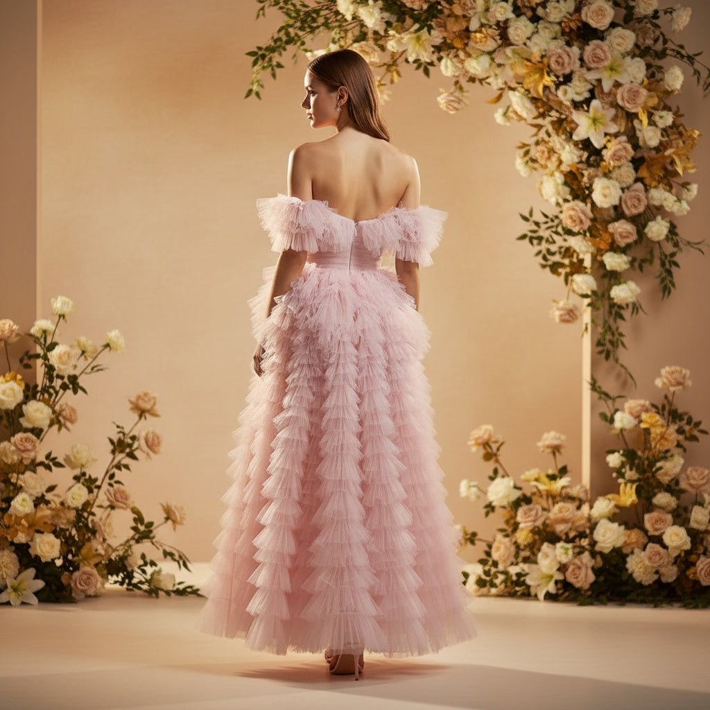 Whimsical Pink Cotton Candy Couture Dress