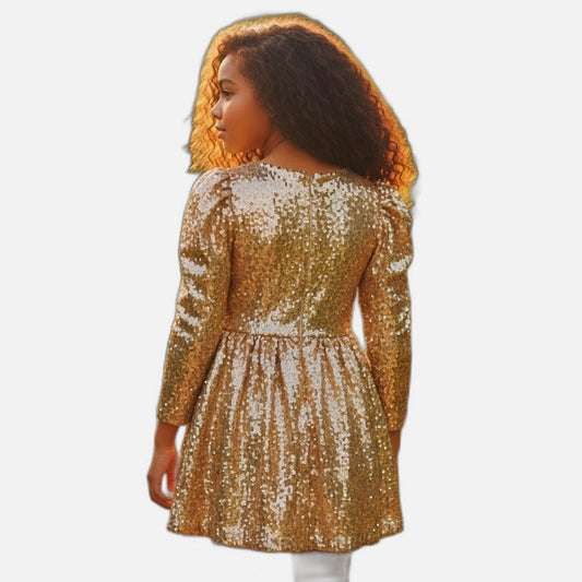Glimmering Gold Glam Dress for Tiny Trendsetters