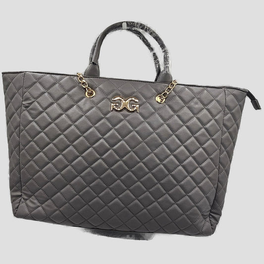 Quilted Tote Bag with Gold Chain Handles