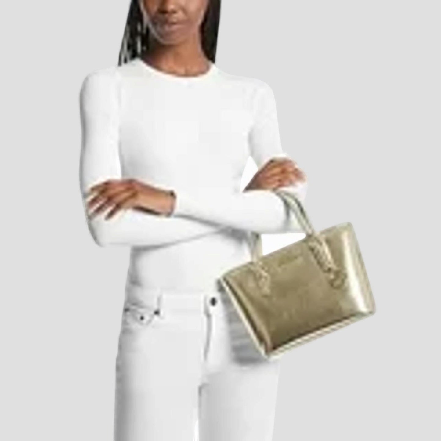 Gold Saffiano Leather Tote Bag