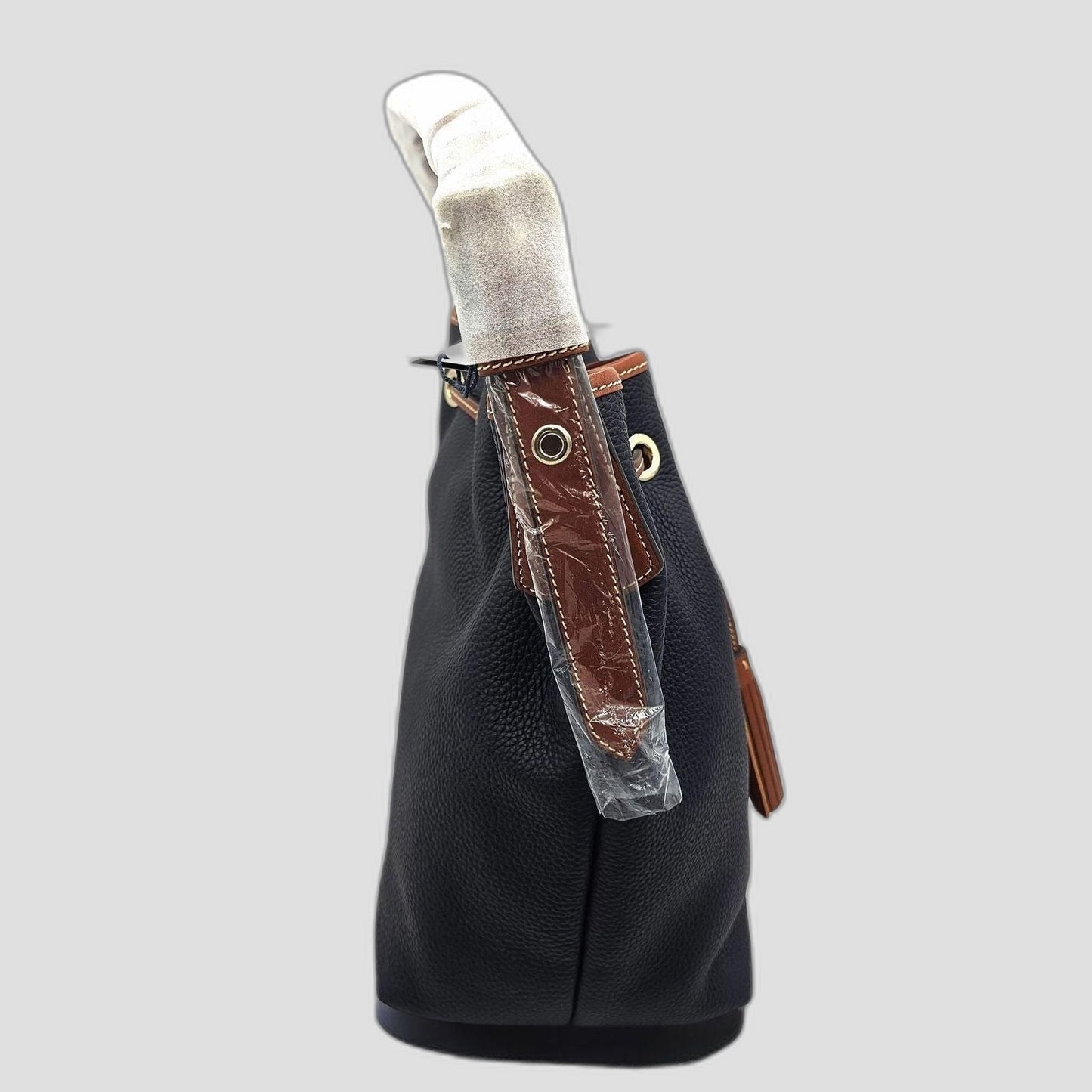 Pebble Grain Kendall Crossbody Leather Bucket Bag