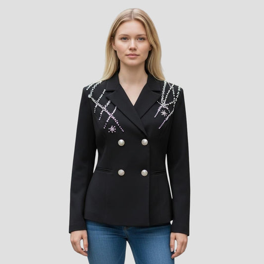 Dazzling Blazer with Sparkly Rhinestone Flair
