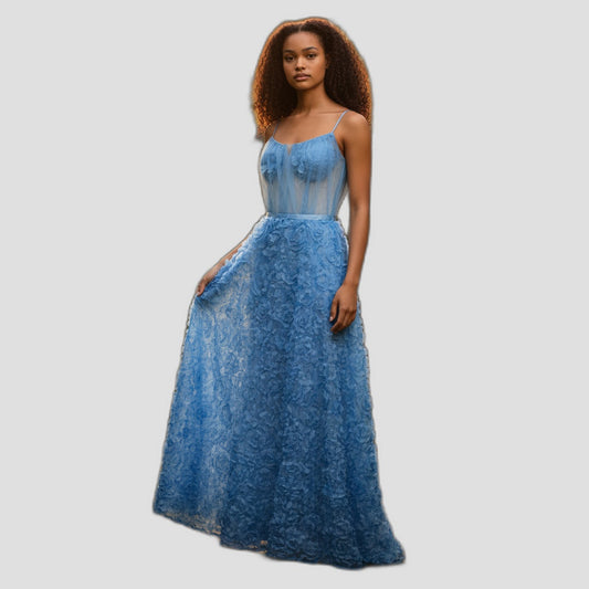 Whimsical Blue Petal Gown – Your Fairy Tale Awaits!