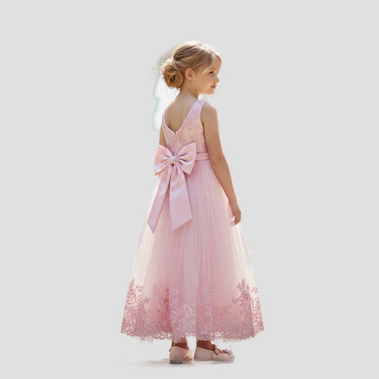 Dazzling Pink Tulle Dress with Bold Bow for Enchanting Affairs