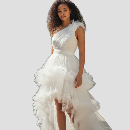 Whimsical Wonder: The One-Shoulder Tulle Dream Dress
