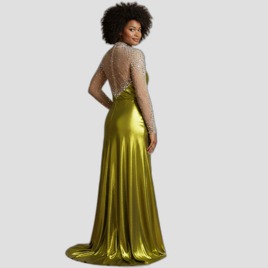 Luminous Lime Elegance Gown: Shine On, Show Off!