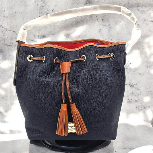 Pebble Grain Kendall Crossbody Leather Bucket Handbag