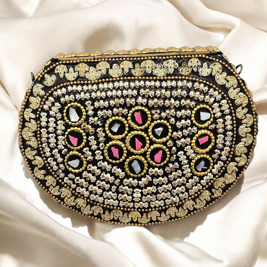 Dazzling Mosaic Beaded Handbag - , Gold & Glam