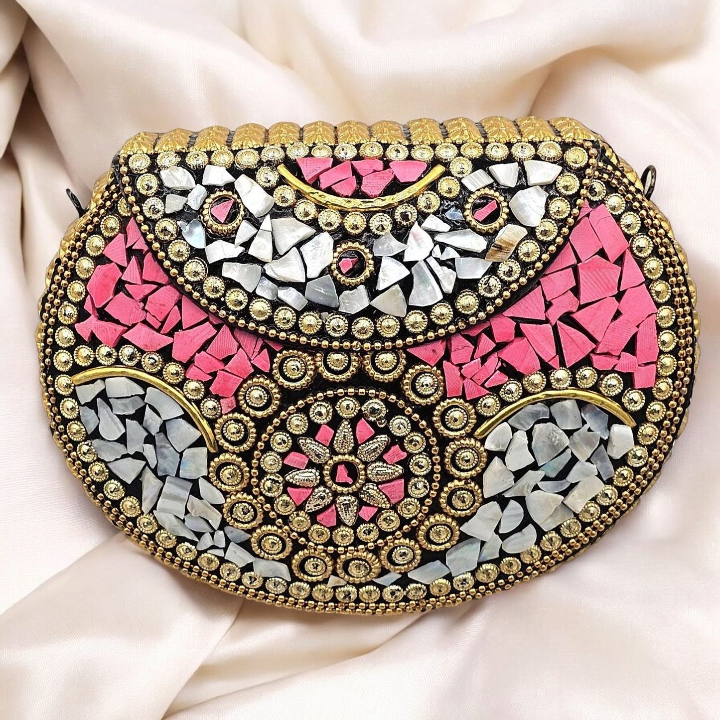 Dazzling Mosaic Beaded Handbag - , Gold & Glam