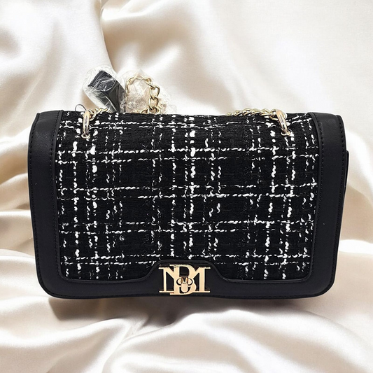 Elegant Vegan Leather Tweed Shoulder Handbag