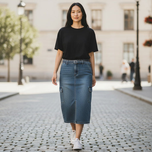 Denim Ankle Length Skirt