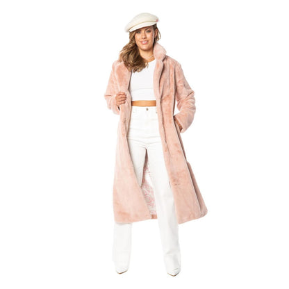 Luxuriously Cozy Blush Faux Fur Long Coat - Your Winter Hug!