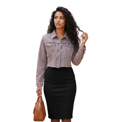 Cropped Pink Acid Wash Denim Jacket - Because Basic is Boring