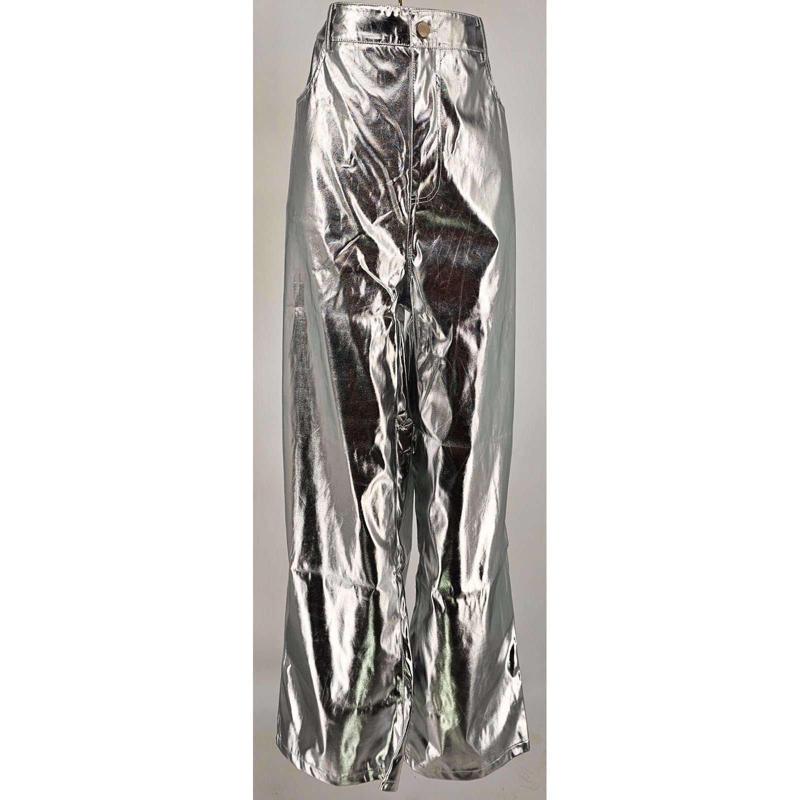 Juicy Couture Silver Metallic Faux Leather Pants - Space Age Chic!/16