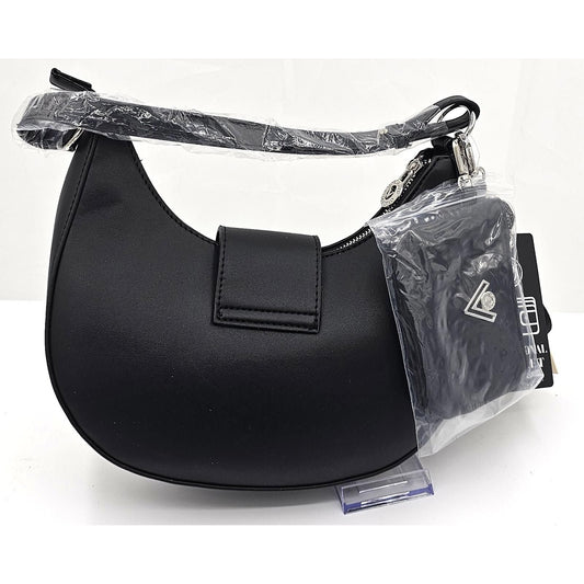 Sleek Crescent Shoulder Bag with Chic V Accent