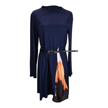 Chic Long Sleeve Dress with Artistic Flair and Belt