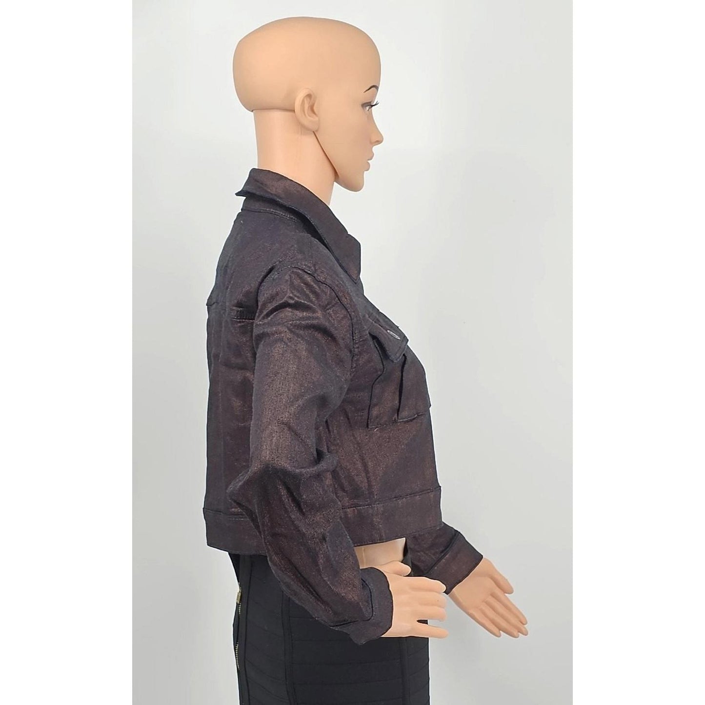 Cropped Shiny Bronze Denim Jacket - Because Basic is Boring