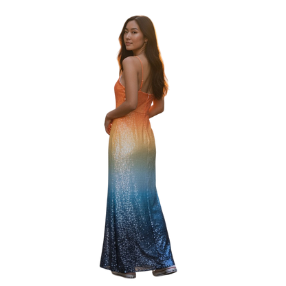 Sunset Dreams Sequin Maxi Dress: Shine & Dine (Missing small row of sequins - could cut short)