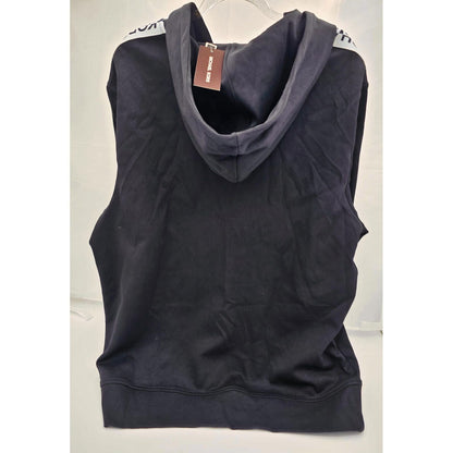 Black Zip-Up Hoodie with Logo Tape Sleeves
