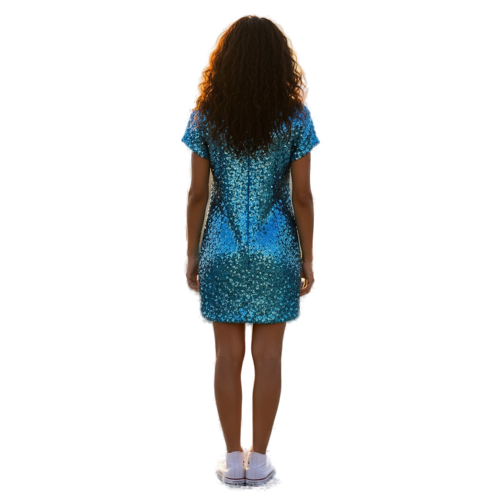 Dazzling Sequin Knee-Length Dress For Girls