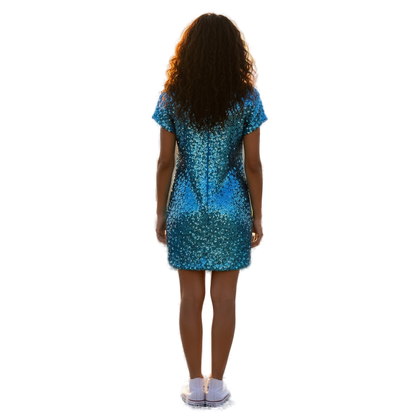 Dazzling Sequin Knee-Length Dress For Girls