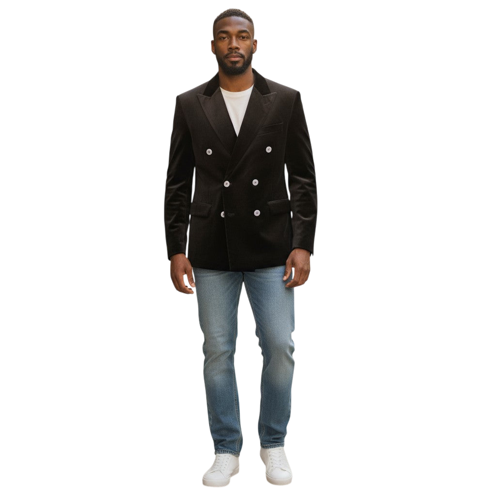 Velvet Victory: The Double Button Chic Blazer