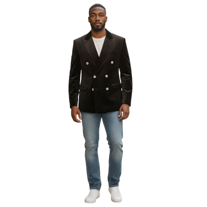 Velvet Victory: The Double Button Chic Blazer