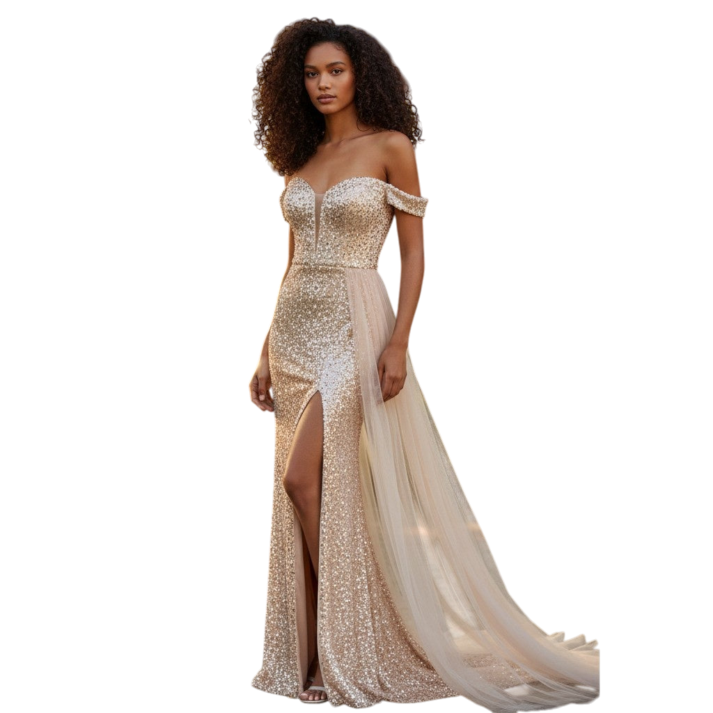 Starlit Glamour: Sparkling Mermaid Evening Gown
