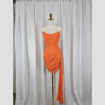 Sunset Sizzle: Dramatic Orange Evening Dress