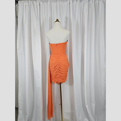Sunset Sizzle: Dramatic Orange Evening Dress