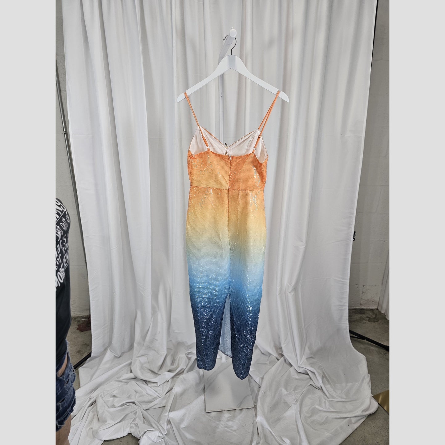 Sunset Dreams Sequin Maxi Dress: Shine & Dine (Missing small row of sequins - could cut short)