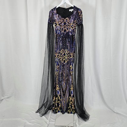 Celestial Glamour: Evening Gown with Mystical Flow