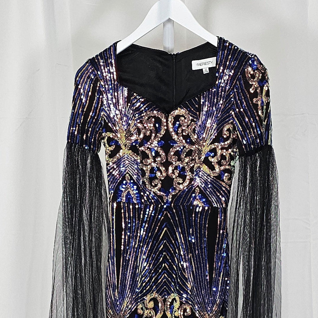 Celestial Glamour: Evening Gown with Mystical Flow