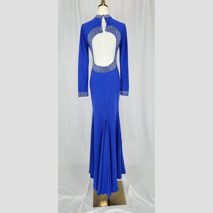 Royal Blue Glam: The Majestic Long Sleeve Beauty