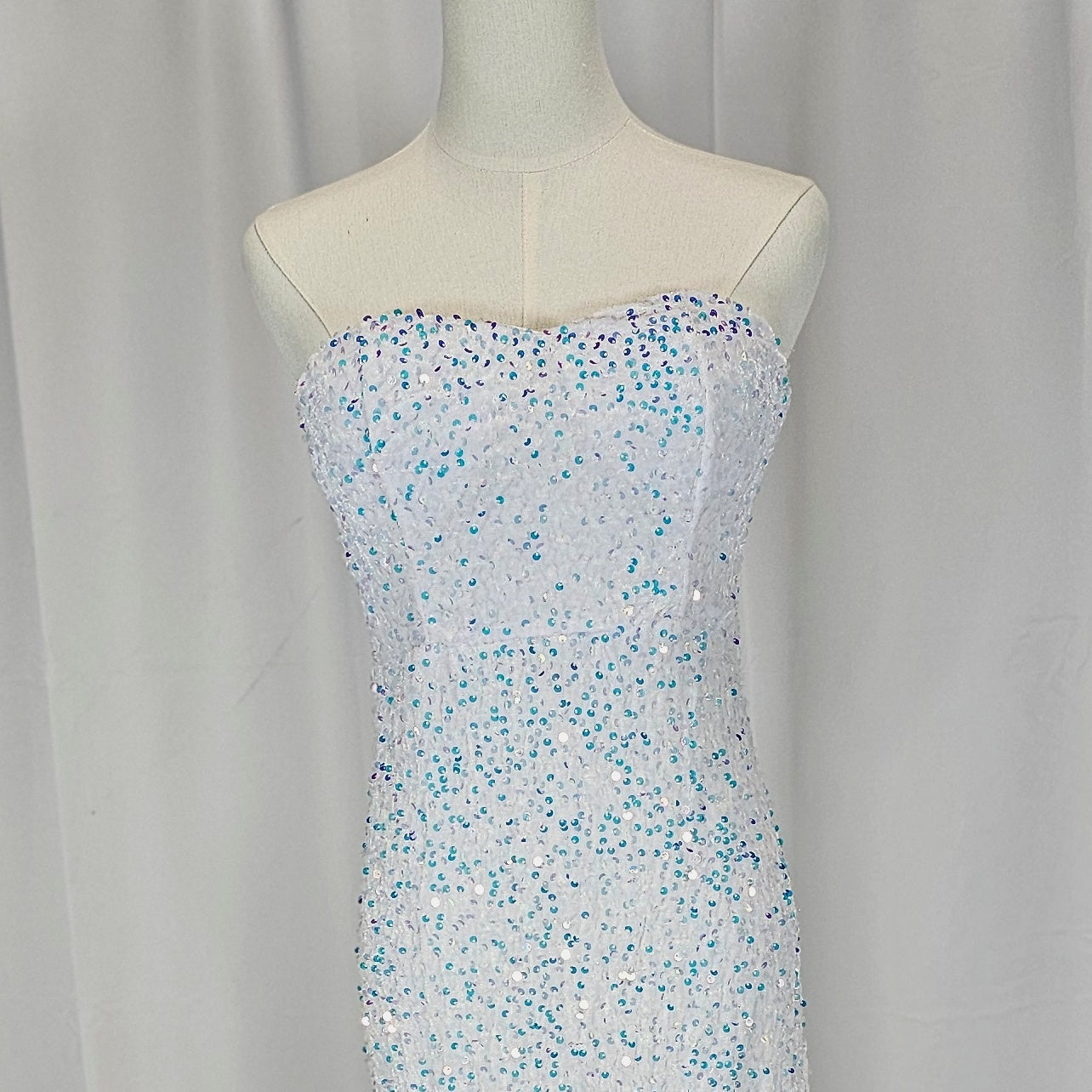 Frosty Glamour Ruffled Evening Gown