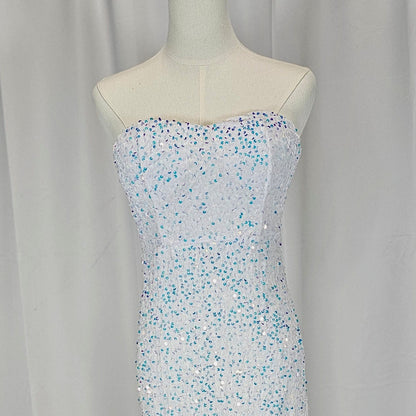 Frosty Glamour Ruffled Evening Gown